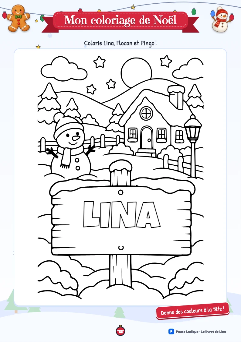 Un coloriage du livret de Noël à imprimer