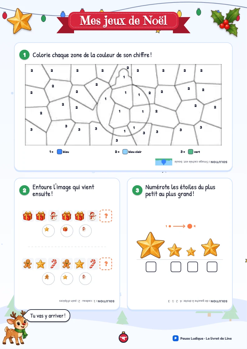 Une page de jeux du livret de Noël